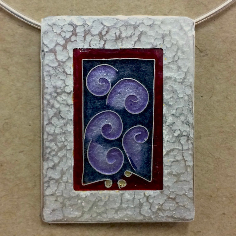 Enamelled Pendant - Purple Shells