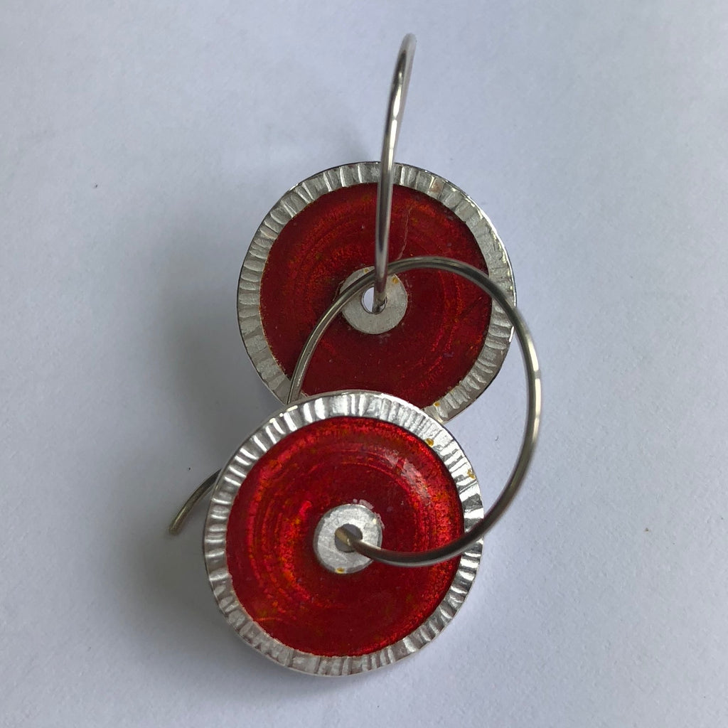 Ear rings, enamel on silver 16mm